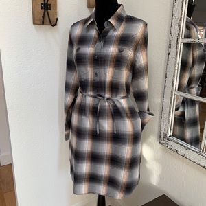 NWOT Patagonia gray/camel flannel dress L